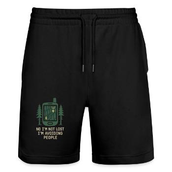 Women's solo hiker empowerment trail - Stanley/Stella Trainer Unisex Organic Jogging Shorts - black - Front - Nik (191cm) & Marisol (170cm)