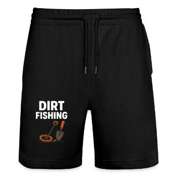 Dirt Angeln Schatzjäger Metallsuche Spaß - Stanley/Stella Unisex Bio Joggingshorts Trainer  - Schwarz - Vorne - Nik (191cm) & Marisol (170cm)