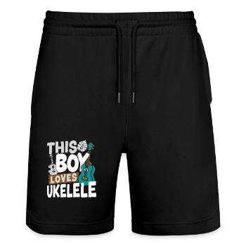 Hawaiian Ukulele Uke Boy This Boy - Stanley/Stella Trainer Unisex Organic Jogging Shorts - black - Front - Nik (191cm) & Marisol (170cm)