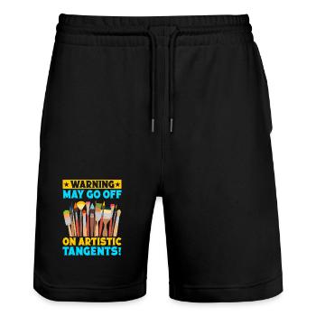 Funny Art Painter Artist Artistic Tangents Gift - Stanley/Stella Trainer Unisex Organic Jogging Shorts - black - Front - Nik (191cm) & Marisol (170cm)