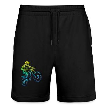 Motocross, Motocrossfahrer, Dirt Bike, Dirt Biker - Stanley/Stella Unisex Bio Joggingshorts Trainer  - Schwarz - Vorne - Nik (191cm) & Marisol (170cm)