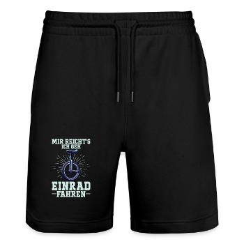 Mir Reicht's Ich Geh Einrad Fahren - Stanley/Stella Unisex Bio Joggingshorts Trainer  - Schwarz - Vorne - Nik (191cm) & Marisol (170cm)