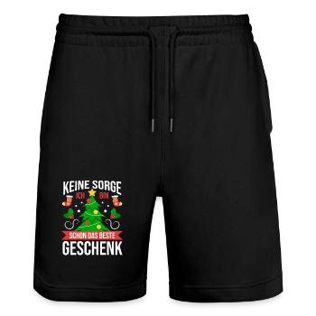 Noël du Père Noël - Short de jogging bio TRAINER Stanley/Stella unisexe - noir - Devant - Nik (191cm) & Marisol (170cm)