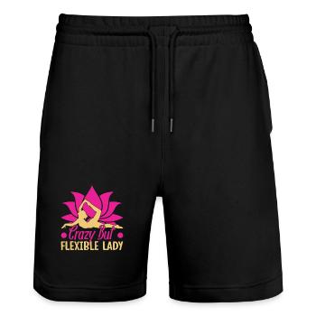 Yoga Folle Mais Flexible Femme Drôle Yoga - Short de jogging bio TRAINER Stanley/Stella unisexe - noir - Devant - Nik (191cm) & Marisol (170cm)
