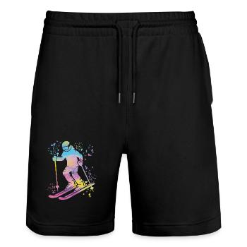 Alpine skiing Winter sports Nordic skiing - Stanley/Stella Trainer Unisex Organic Jogging Shorts - black - Front - Nik (191cm) & Marisol (170cm)