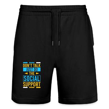 Social Worker Quote Don´t Talk Just Do The Social - Stanley/Stella Unisex Bio Joggingshorts Trainer  - Schwarz - Vorne - Nik (191cm) & Marisol (170cm)