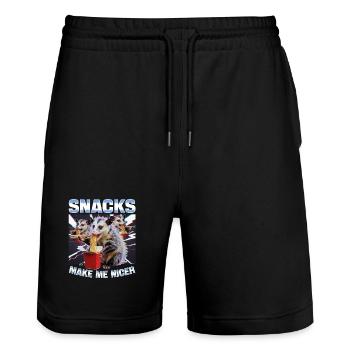 Funny Opossum - Stanley/Stella Trainer Unisex Organic Jogging Shorts - black - Front - Nik (191cm) & Marisol (170cm)