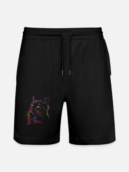 Bunte Katzenkunst im Skizzenstil - Stanley/Stella Unisex Bio Joggingshorts Trainer - Schwarz