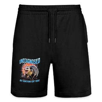 Funny Opossum - Stanley/Stella Trainer Unisex Organic Jogging Shorts - black - Front - Nik (191cm) & Marisol (170cm)