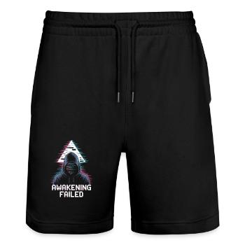 Éveil raté – Silhouette néon glitchée - Short de jogging bio TRAINER Stanley/Stella unisexe - noir - Devant - Nik (191cm) & Marisol (170cm)