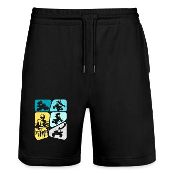 Quad Quad Quad Driver ATV Hommes Tout-terrain - Short de jogging bio TRAINER Stanley/Stella unisexe - noir - Devant - Nik (191cm) & Marisol (170cm)