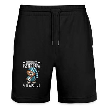 Offizielles Bester Papa Schlafshirt Bär - Stanley/Stella Unisex Bio Joggingshorts Trainer  - Schwarz - Vorne - Nik (191cm) & Marisol (170cm)
