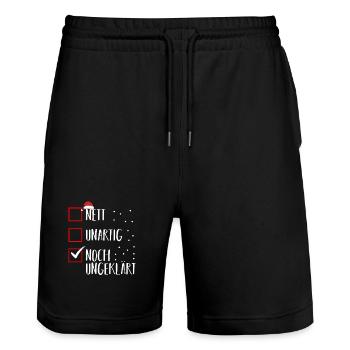 Santa Claus Christmas Time Naughty Christmas - Stanley/Stella Trainer Unisex Organic Jogging Shorts - black - Front - Nik (191cm) & Marisol (170cm)