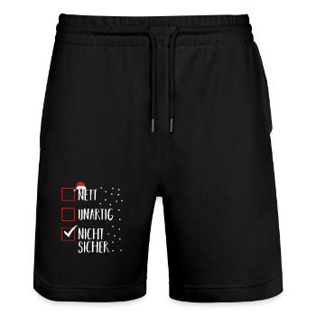 Santa Claus Christmas Time Naughty Christmas - Stanley/Stella Trainer Unisex Organic Jogging Shorts - black - Front - Nik (191cm) & Marisol (170cm)