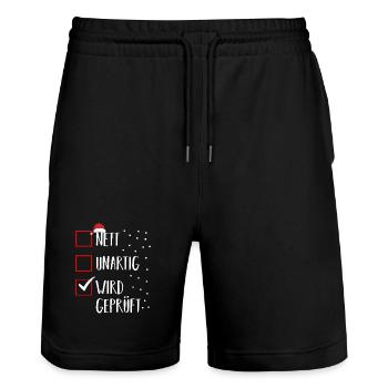 Santa Claus Christmas Time Naughty Christmas - Stanley/Stella Trainer Unisex Organic Jogging Shorts - black - Front - Nik (191cm) & Marisol (170cm)