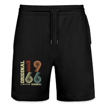 Original 1966 Vintage Vintage Birthday Retro - Stanley/Stella Trainer Unisex Organic Jogging Shorts - black - Front - Nik (191cm) & Marisol (170cm)
