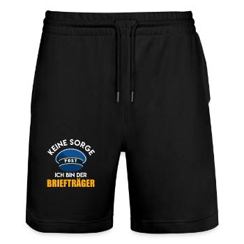 Postman DON'T WORRY, I'M THE POSTMAN - Stanley/Stella Trainer Unisex Organic Jogging Shorts - black - Front - Nik (191cm) & Marisol (170cm)