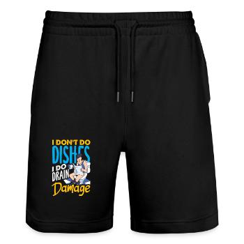 Toilettenverstopfungsmeister Lustiges - Stanley/Stella Unisex Bio Joggingshorts Trainer  - Schwarz - Vorne - Nik (191cm) & Marisol (170cm)
