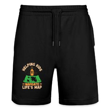 Leader des Girl Scouts aidant les enfants à naviguer dans le Scoutisme - Short de jogging bio TRAINER Stanley/Stella unisexe - noir - Devant - Nik (191cm) & Marisol (170cm)