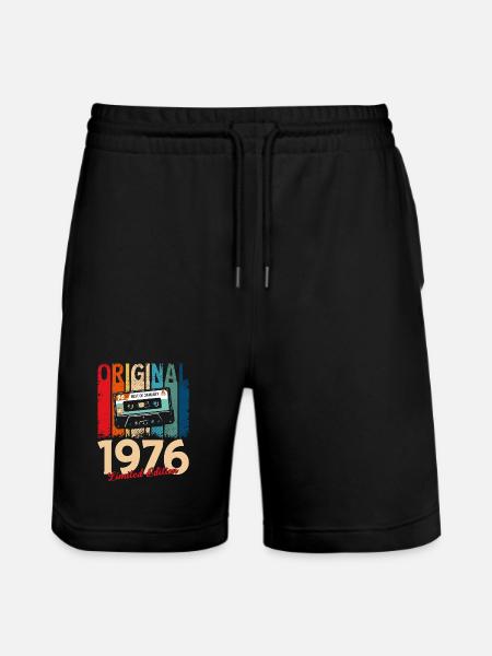 50th Birthday Cassette January 1976 - Stanley/Stella Trainer Unisex Organic Jogging Shorts - black