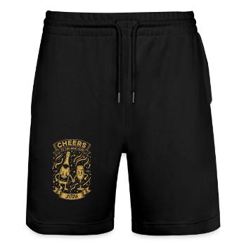 Cheers To The New Year 2026 Celebration Design - Stanley/Stella Trainer Unisex Organic Jogging Shorts - black - Front - Nik (191cm) & Marisol (170cm)
