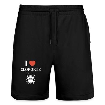 Woodlouse - Stanley/Stella Trainer Unisex Organic Jogging Shorts - black - Front - Nik (191cm) & Marisol (170cm)
