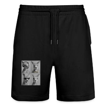 känguru - Stanley/Stella Unisex Bio Joggingshorts Trainer  - Schwarz - Vorne - Nik (191cm) & Marisol (170cm)