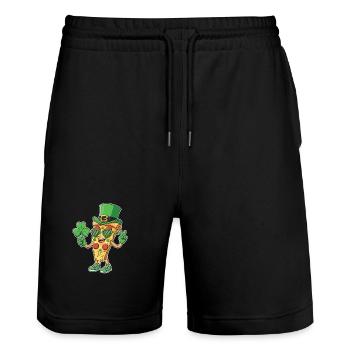 St Patricks Pizza Clover Irisches Essensfest - Stanley/Stella Unisex Bio Joggingshorts Trainer  - Schwarz - Vorne - Nik (191cm) & Marisol (170cm)