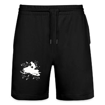 Skidoo Vibrant Schneemobil Abenteuer - Stanley/Stella Unisex Bio Joggingshorts Trainer  - Schwarz - Vorne - Nik (191cm) & Marisol (170cm)