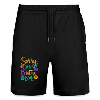 Bingo Game Sorry Can´t Bye Bingo - Stanley/Stella Unisex Bio Joggingshorts Trainer  - Schwarz - Vorne - Nik (191cm) & Marisol (170cm)