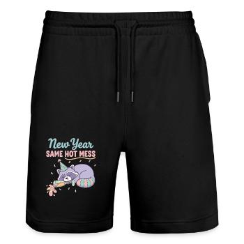 Même désordre de fête du Nouvel An - Short de jogging bio TRAINER Stanley/Stella unisexe - noir - Devant - Nik (191cm) & Marisol (170cm)
