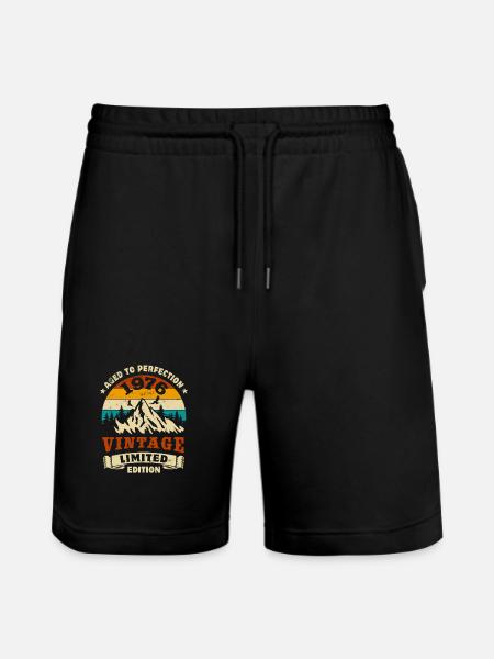 Limited Edition 1976 Birthday Gift - Stanley/Stella Trainer Unisex Organic Jogging Shorts - black