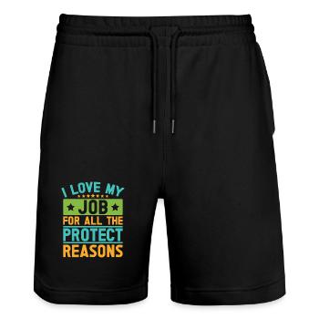Insurance Agent Love My Job Funny Insurance Broker - Stanley/Stella Unisex Bio Joggingshorts Trainer  - Schwarz - Vorne - Nik (191cm) & Marisol (170cm)