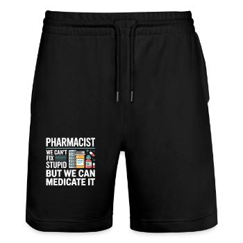 Pharma Humor Medicate It - Stanley/Stella Trainer Unisex Organic Jogging Shorts - black - Front - Nik (191cm) & Marisol (170cm)