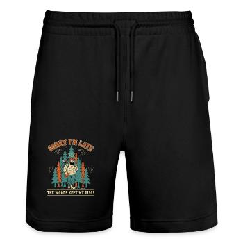 Désolé pour le retard Les bois ont gardé mes disques Disc golf - Short de jogging bio TRAINER Stanley/Stella unisexe - noir - Devant - Nik (191cm) & Marisol (170cm)