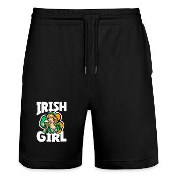 Fille irlandaise avec trèfle vert - Short de jogging bio TRAINER Stanley/Stella unisexe - noir - Devant - Nik (191cm) & Marisol (170cm)
