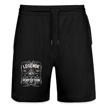 55. Geburtstag Legende Januar Jahrgang 1971 - Stanley/Stella Unisex Bio Joggingshorts Trainer  - Schwarz - Vorne - Nik (191cm) & Marisol (170cm)