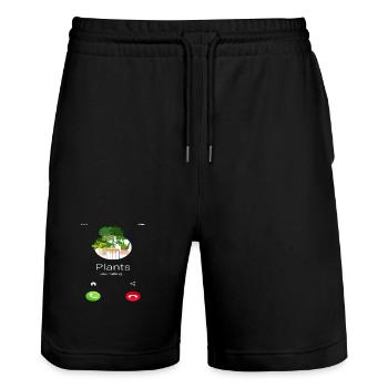 Les plantes appellent l’amant des plantes - Short de jogging bio TRAINER Stanley/Stella unisexe - noir - Devant - Nik (191cm) & Marisol (170cm)