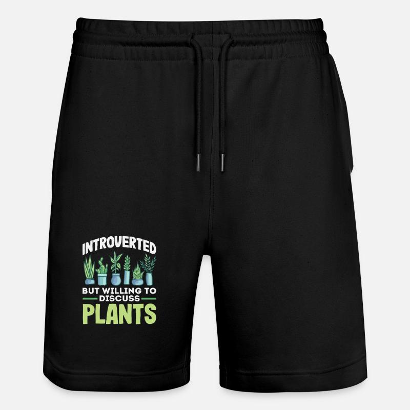 Introvertiert Diskutiere Pflanzen - Stanley/Stella Unisex Bio Joggingshorts Trainer  - Schwarz
