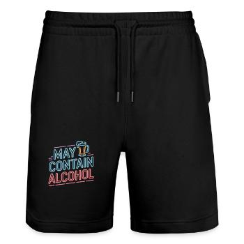 May Contain Alcohol Alkohol Mallorca Saufen JGA - Stanley/Stella Unisex Bio Joggingshorts Trainer  - Schwarz - Vorne - Nik (191cm) & Marisol (170cm)