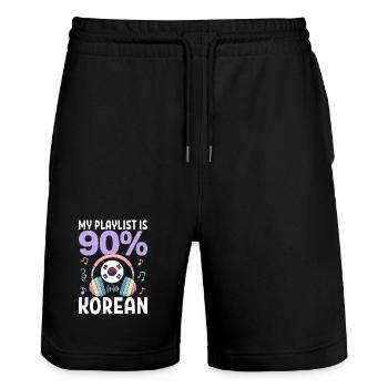 My Playlist Is 90 Percent Korean - Stanley/Stella Unisex Bio Joggingshorts Trainer  - Schwarz - Vorne - Nik (191cm) & Marisol (170cm)