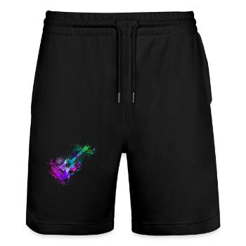 Hawaiian Ukulele Uke Watercolor - Stanley/Stella Unisex Bio Joggingshorts Trainer  - Schwarz - Vorne - Nik (191cm) & Marisol (170cm)