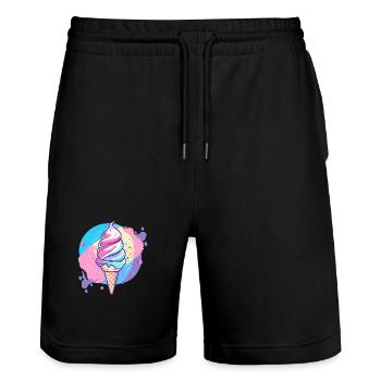 Eiscreme - Stanley/Stella Unisex Bio Joggingshorts Trainer  - Schwarz - Vorne - Nik (191cm) & Marisol (170cm)