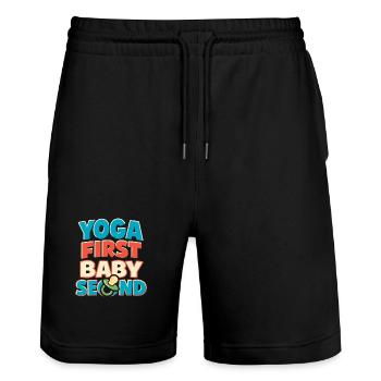 Vorgeburtliches Yoga Werdende Mutter - Stanley/Stella Unisex Bio Joggingshorts Trainer  - Schwarz - Vorne - Nik (191cm) & Marisol (170cm)
