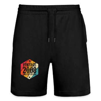 Limited Edition 2008 Geburtstag Geschenk - Stanley/Stella Unisex Bio Joggingshorts Trainer  - Schwarz - Vorne - Nik (191cm) & Marisol (170cm)