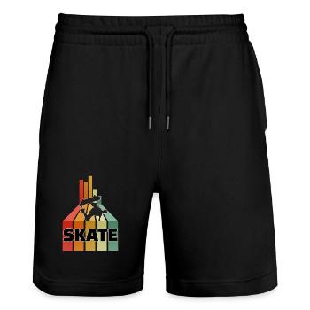 Skateboard Skate - Short de jogging bio TRAINER Stanley/Stella unisexe - noir - Devant - Nik (191cm) & Marisol (170cm)