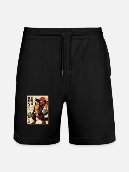 Kaiju Deadlift Dragon Japanese Monster Fitness Gym - Stanley/Stella Trainer Unisex Organic Jogging Shorts - black