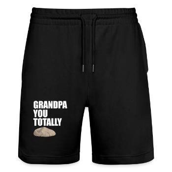 Grand-père, tu es vraiment drôle, jeu de mots drôle, design de grand-père. - Short de jogging bio TRAINER Stanley/Stella unisexe - noir - Devant - Nik (191cm) & Marisol (170cm)