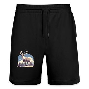 Renne Renne - Short de jogging bio TRAINER Stanley/Stella unisexe - noir - Devant - Nik (191cm) & Marisol (170cm)
