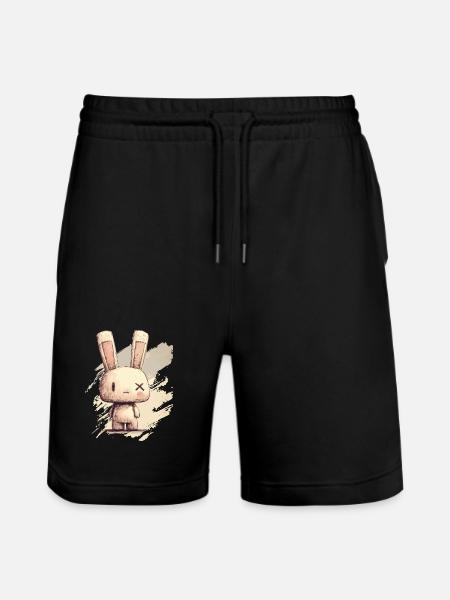 Cute rabbit with X-eyes - Stanley/Stella Trainer Unisex Organic Jogging Shorts - black